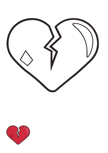 Free Broken Heart Shape Coloring Page Template to Edit Online