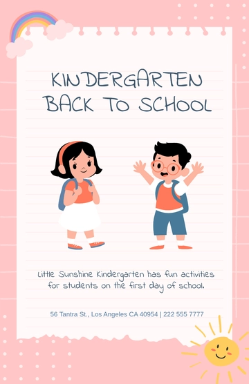 Free Kindergarten Back To School Poster Template to Edit Online