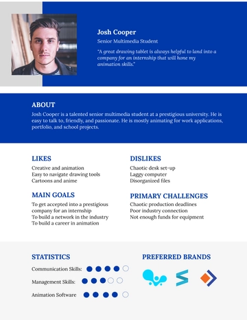 Free College Student User Persona Template to Edit Online