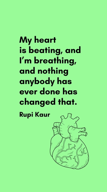 Free Heart Beating, Breathing Unchanged: Rupi Kaur Quote Template to Edit Online