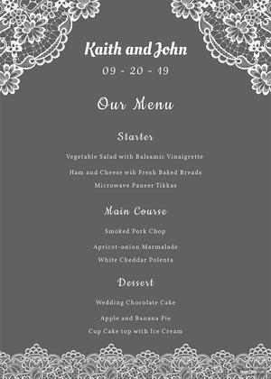 Lace Wedding Menu Template