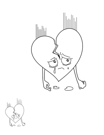 Free Sad Broken Heart Coloring Page Template to Edit Online