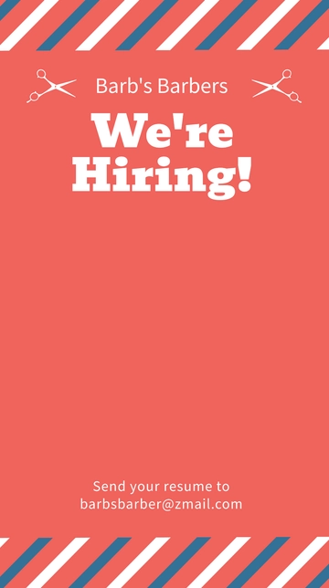 Free Barber Shop Hiring Snapchat Geofilter Template to Edit Online