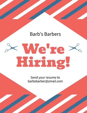 Free Barber Shop Hiring Flyer Template to Edit Online