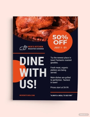 A5 American Dinner Flyer Template