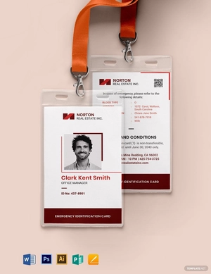 Backpack Emergency ID Card Template