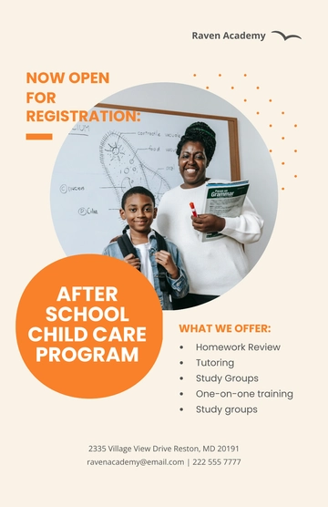 Free After School Child Care Poster Template to Edit Online