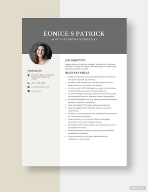 Assistant Corporate Secretary Resume