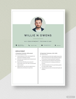 AV Equipment Technician Resume