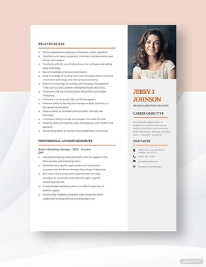 Brand Marketing Manager Resume