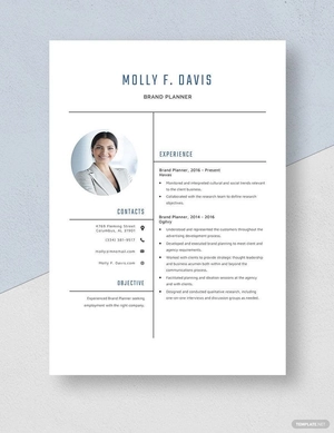 Brand Planner Resume