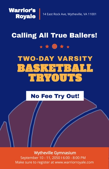 Free Sample Basketball Poster Template to Edit Online