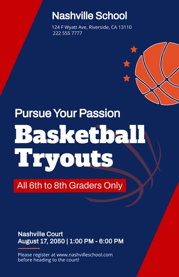 Free Middle School Basketball Poster Template to Edit Online