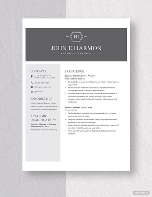 Business Trainer Resume