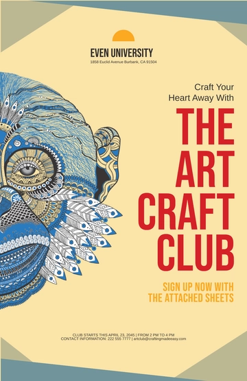 Free After School Craft Club Poster Template to Edit Online