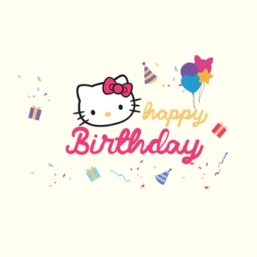 Free Hello Kitty Happy Birthday Clipart Template to Edit Online