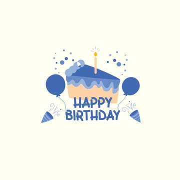 Free Blue Happy Birthday Clipart Template to Edit Online