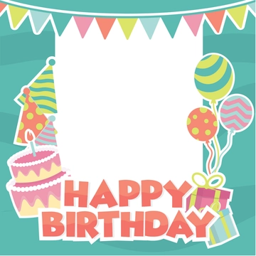 Free Happy Birthday Photo Frame Clipart Template to Edit Online