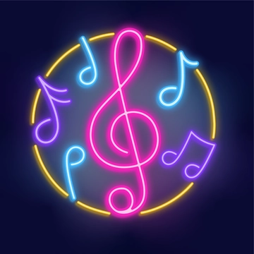 Free Neon Music Note Clipart Template to Edit Online