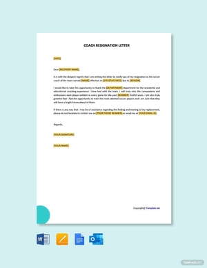 Coach Resignation Letter Template