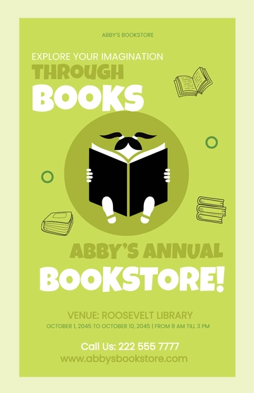 Free Cartoon Book Fair Poster Template to Edit Online