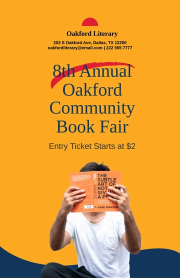 Free Community Book Fair Poster Template to Edit Online