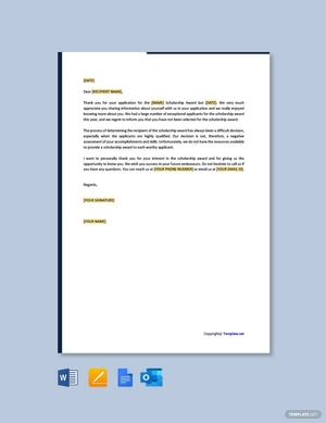 Rejection Letter for Scholarship Award
