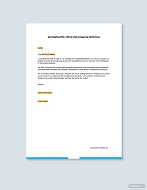 Appointment Letter For Business Proposal Template