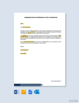 Confirmation of Retirement Letter to employee Template