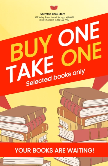 Free BOGO Book Fair Poster Template to Edit Online