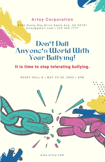 Free Colorful Anti-bullying Poster Template to Edit Online