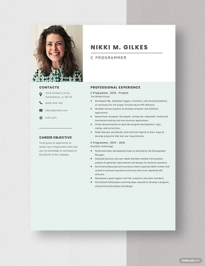 C Programmer Resume