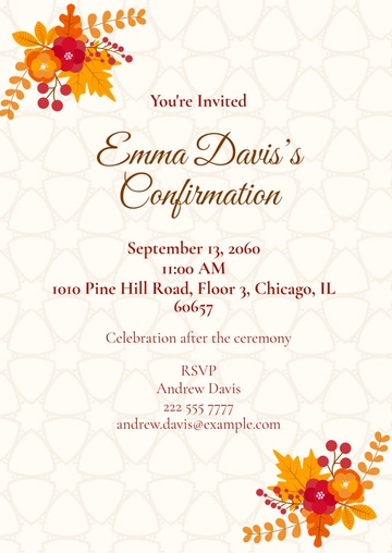 Free Floral Confirmation Invitation Template to Edit Online