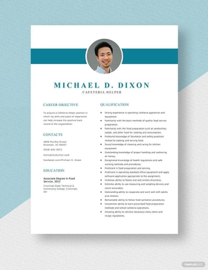 Cafeteria Helper Resume