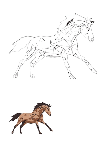 Free Geometric Horse Coloring Page Template to Edit Online