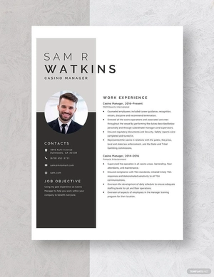 Casino Manager Resume