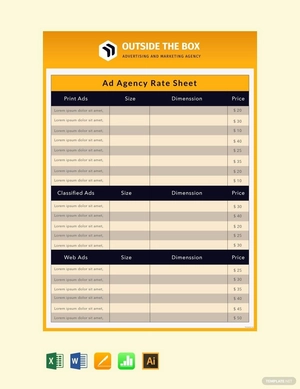 Ad Agency Rate Sheet Template