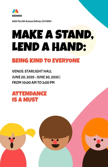 Free Anti-bullying Poster For Kids Template to Edit Online
