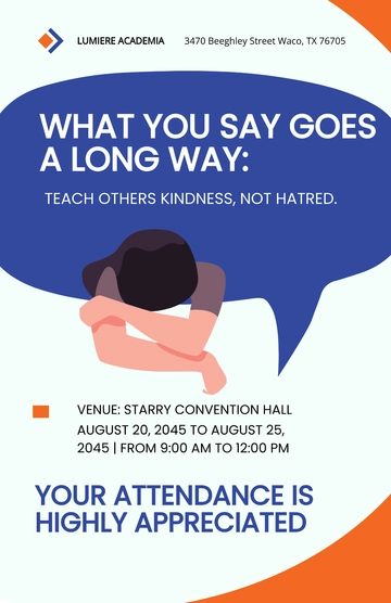 Free One Kind Word Anti Bullying Poster Template to Edit Online