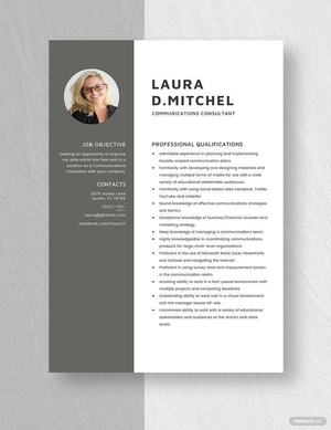 Communications Consultant Resume
