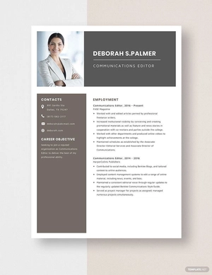 Communications Editor Resume