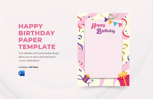 Happy Birthday Paper Template