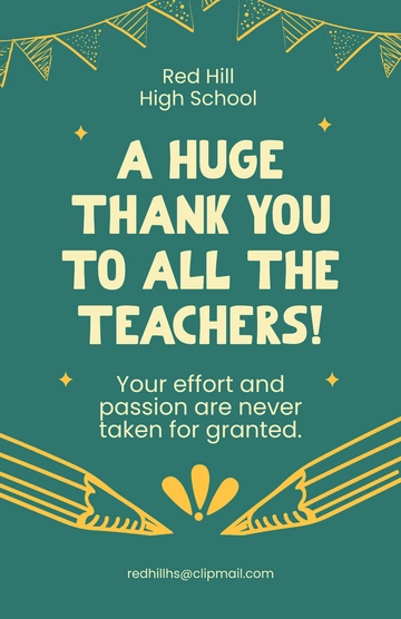 Free Teacher's Day Thank You Poster Template to Edit Online