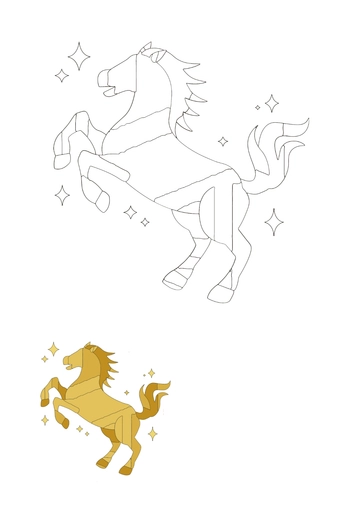Free Golden Horse Coloring Page Template to Edit Online