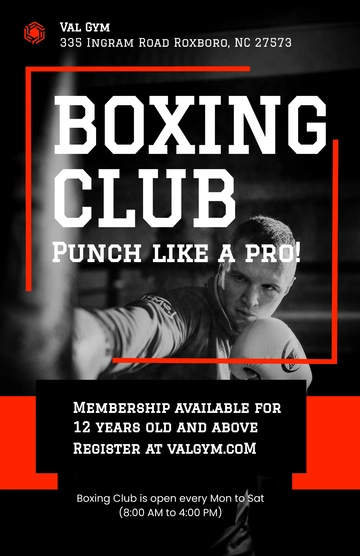 Free Boxing Club Poster Template to Edit Online