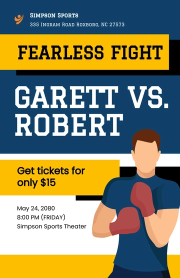 Free Cartoon Boxing Poster Template to Edit Online