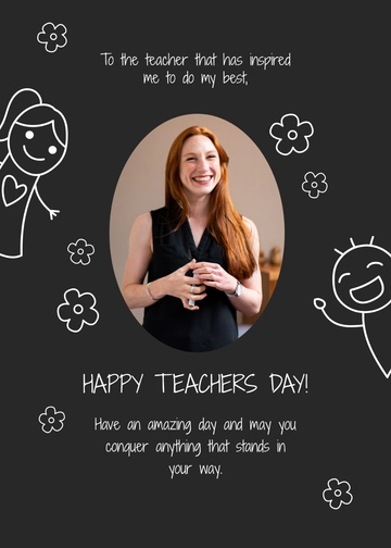 Free Black And White Teacher's Day Card Template to Edit Online