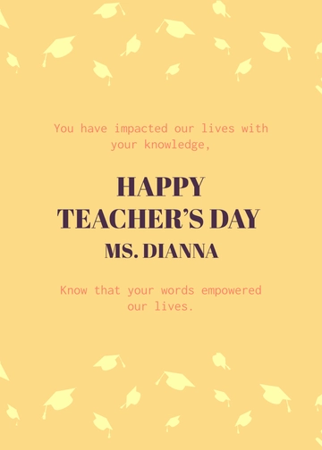 Free Simple Teacher's Day Card Template to Edit Online