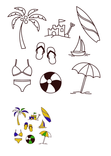 Free Beach Doodle Coloring Page Template to Edit Online