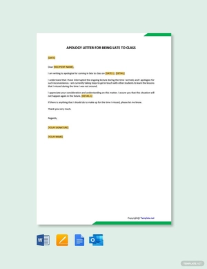 Apology Letter For Being Late To Class Template